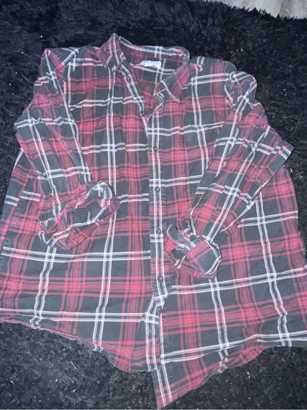 Orvis Red and Black Plaid Button-Down Shirt